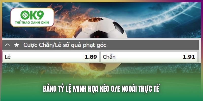 Bảng tỷ lệ minh họa kèo O/E ngoài thực tế